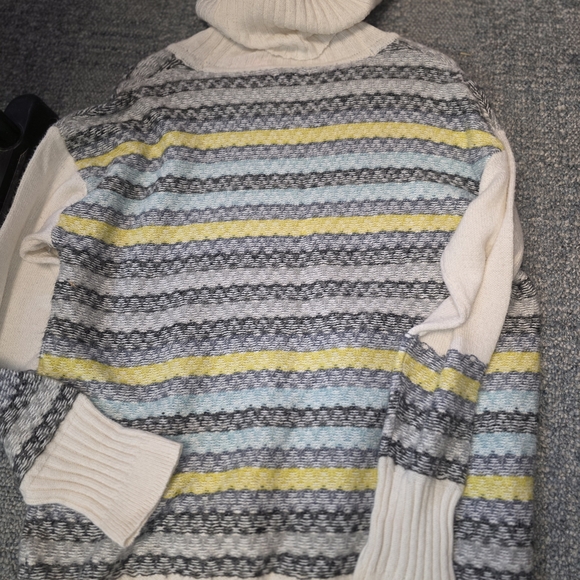 Striped Turtleneck Sweater - Yellow, Blue, Gray - Picture 5 of 5